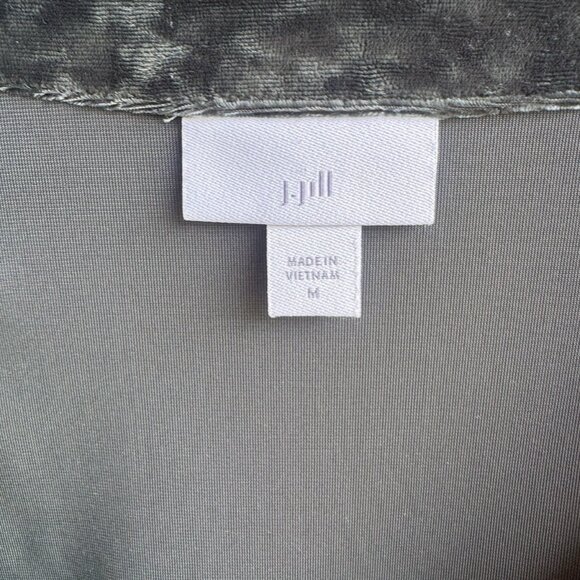 J. Jill Long Sleeve V-Neck Sage Green Velour Blouse Women's Size M - Picture 3 of 7